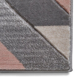 Grey Rose Geometric Abstract Easy To Clean Rug For Diningroom-80Cm X 150Cm - thumbnail 3