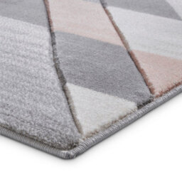 Grey Rose Geometric Abstract Easy To Clean Rug For Diningroom-80Cm X 150Cm - thumbnail 5