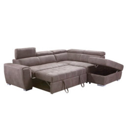 Furnishings For Less UK Nevada Large L Shaped Suede Tilting Headrest And Storage Ottoman Included Mushroom Right Hand Facing - thumbnail 3