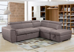 Furnishings For Less UK Nevada Large L Shaped Suede Tilting Headrest And Storage Ottoman Included Mushroom Right Hand Facing - thumbnail 2