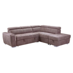 Furnishings For Less UK Nevada Large L Shaped Suede Tilting Headrest And Storage Ottoman Included Mushroom Right Hand Facing - thumbnail 4