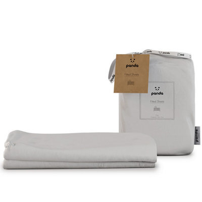 Panda London 100% Bamboo Bedding Fitted Sheet (2-Pack) Pure White Cot/cotbed - image 1