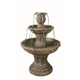 Outdoor Living UK Aqua Creations 3 Tier Classic Stone Fountain Mains Plugin Powered Water Feature With Protective Cover