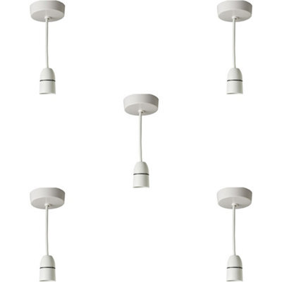 Loops 5 Pack 6 Inch White Ceiling Rose Pendant Light Bayonet Bc Bulb Lamp Shade Holder - image 1