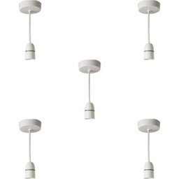 Loops 5 Pack 6 Inch White Ceiling Rose Pendant Light Bayonet Bc Bulb Lamp Shade Holder - thumbnail 1