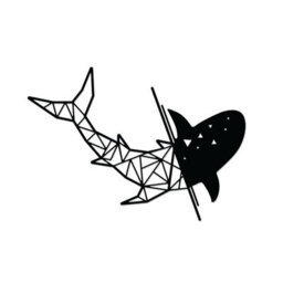 Decortie Modern Metal Wall Art Shark Theme Home Ornament Decorative Minimalist Design Hanging Wall Sculpture, Black - thumbnail 2