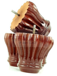 L&F Set Of 4 Replacement Furniture Bun Feet Mahogany Turned Wooden Legs 110mm High M8 (8mm) - thumbnail 3