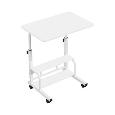 Warm White Height Adjustable Mobile Computer Desk Metal Frame Study Writing Table - image 1
