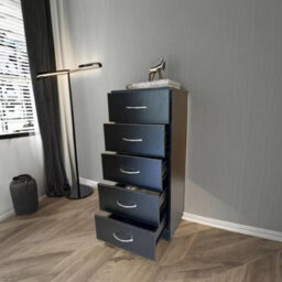 Home Treats Tall Chest Of 5 Drawers Black Bedroom Furniture - thumbnail 8