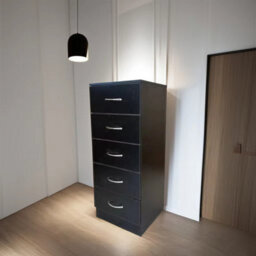 Home Treats Tall Chest Of 5 Drawers Black Bedroom Furniture - thumbnail 4