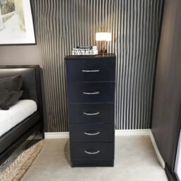 Home Treats Tall Chest Of 5 Drawers Black Bedroom Furniture - thumbnail 5