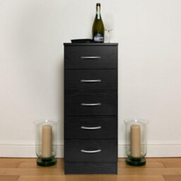 Home Treats Tall Chest Of 5 Drawers Black Bedroom Furniture