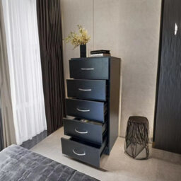 Home Treats Tall Chest Of 5 Drawers Black Bedroom Furniture - thumbnail 6