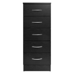 Home Treats Tall Chest Of 5 Drawers Black Bedroom Furniture - thumbnail 7