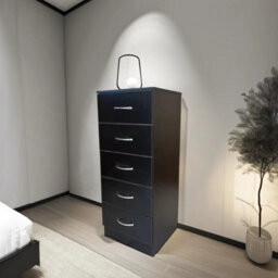 Home Treats Tall Chest Of 5 Drawers Black Bedroom Furniture - thumbnail 2