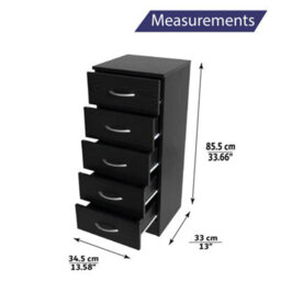 Home Treats Tall Chest Of 5 Drawers Black Bedroom Furniture - thumbnail 3