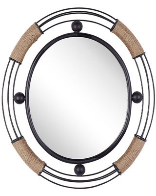 Beliani 60 Cm Black Round Wall Mirror With Solid Iron Frame, Industrial-Chic, Powder-Coated Finish - image 1