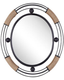 Beliani 60 Cm Black Round Wall Mirror With Solid Iron Frame, Industrial-Chic, Powder-Coated Finish - thumbnail 1