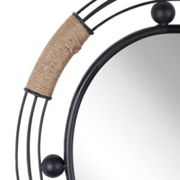 Beliani 60 Cm Black Round Wall Mirror With Solid Iron Frame, Industrial-Chic, Powder-Coated Finish - thumbnail 5