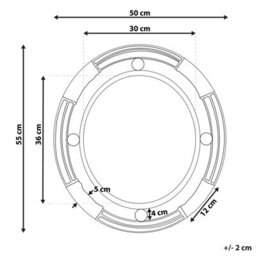 Beliani 60 Cm Black Round Wall Mirror With Solid Iron Frame, Industrial-Chic, Powder-Coated Finish - thumbnail 4