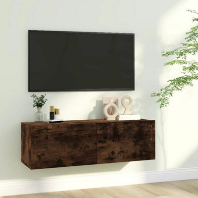 Berkfield Tv Wall Cabinet Smoked Oak 100X30X30 Cm Engineered Wood - image 1