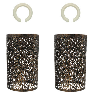 Brushed Copper Pendant Light Shade Metal Drum Shaped Lampshade Industrial Easy Fit Ceiling Indoor Wire Cage Lampshade ( 2 Pack ) - image 1