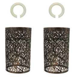 Brushed Copper Pendant Light Shade Metal Drum Shaped Lampshade Industrial Easy Fit Ceiling Indoor Wire Cage Lampshade ( 2 Pack ) - thumbnail 1