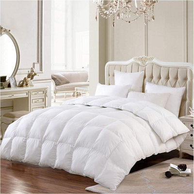 Homes & Linen Goose Feather & Down Duvets 100% Cotton Fabric Anti Dust Mite & Down Proof Quilt Luxury Anti Allergen Box Stitch Quilt