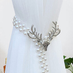 A Pair Metal Reindeer Pearl Elastic Curtain Tiebacks And Curtain Buckles - thumbnail 2