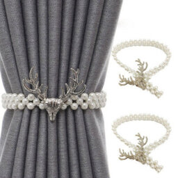 A Pair Metal Reindeer Pearl Elastic Curtain Tiebacks And Curtain Buckles - thumbnail 1