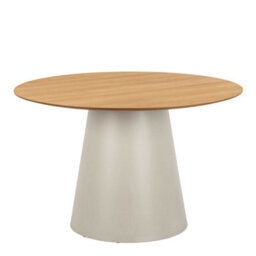 Wyld Haus Hamburg 120Cm Round Oak Veneer Dining Table With Grey Steel Pillar Base - thumbnail 3