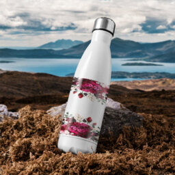 Benjamin Tate Design Open Roses Stainless Steel Bottle Designer Style - thumbnail 3