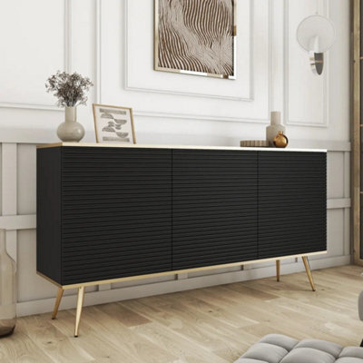 Arte Moro Sideboard Cabinet 160Cm In Black - Dramatic Statement Storage With Elegant Gold Legs - image 1