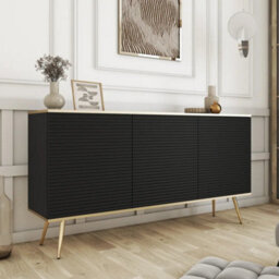 Arte Moro Sideboard Cabinet 160Cm In Black - Dramatic Statement Storage With Elegant Gold Legs