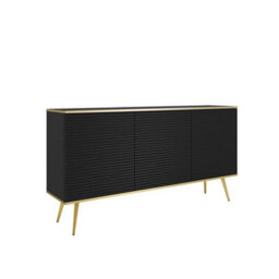 Arte Moro Sideboard Cabinet 160Cm In Black - Dramatic Statement Storage With Elegant Gold Legs - thumbnail 3