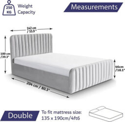 Home Treats Ottoman Bed Frame Velvet Padded Upholstered Small Double Storage Bed - No Mattress - thumbnail 8