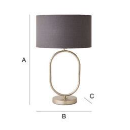 Valuelights Antonia Charcoal Fabric Drum Lamp Shade Brushed Chrome Oval Table Lamp With Bulb - thumbnail 6
