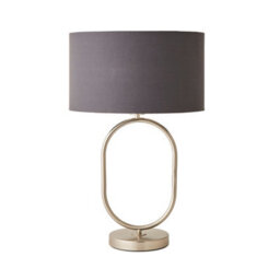 Valuelights Antonia Charcoal Fabric Drum Lamp Shade Brushed Chrome Oval Table Lamp With Bulb - thumbnail 7