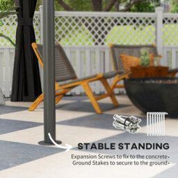 Outsunny 3 X 3 (M) Double Roof Hard Top Gazebo W/nettings, Dark Grey - thumbnail 7