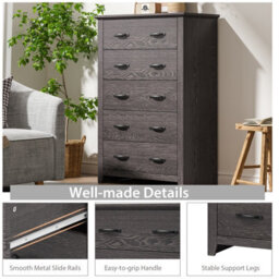 Costway 5 Drawer Dresser Vertical Chest Of Drawers Wooden Storage Dresser Organizer - thumbnail 8
