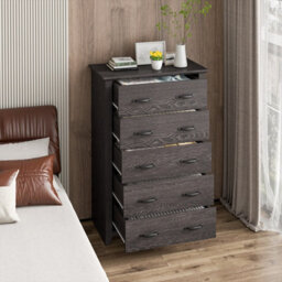 Costway 5 Drawer Dresser Vertical Chest Of Drawers Wooden Storage Dresser Organizer - thumbnail 4