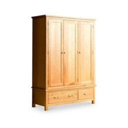 London Oak Large Triple Wardrobe With 2 Drawers - By Roseland Furniture