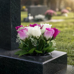 Urbn-Living Purple & White Rosebud Set Of 2 Artificial Silk Flower Grave Pot Memorial Arrangement Graveside Cemetery - thumbnail 6