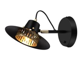 GoodHome Delagoa Industrial Matt Black & Gold Antique Brass Effect Wired Led Wall Light - thumbnail 2