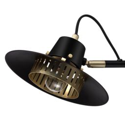GoodHome Delagoa Industrial Matt Black & Gold Antique Brass Effect Wired Led Wall Light - thumbnail 4