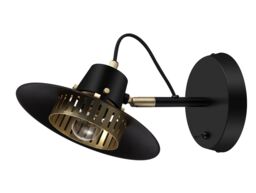 GoodHome Delagoa Industrial Matt Black & Gold Antique Brass Effect Wired Led Wall Light - thumbnail 3