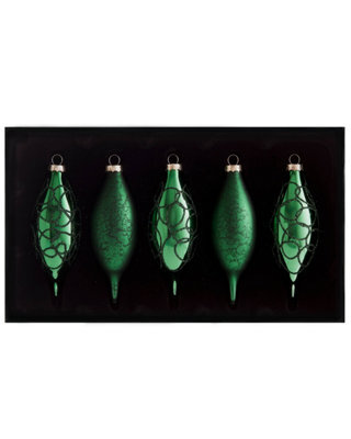 WeRChristmas Christmas Green Glass Christmas Baubles, 5 Pack, 15 Cm - image 1