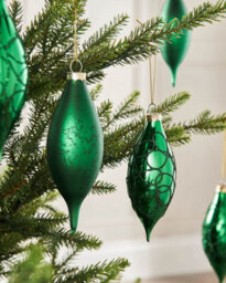 WeRChristmas Christmas Green Glass Christmas Baubles, 5 Pack, 15 Cm - thumbnail 3