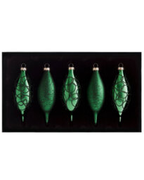 WeRChristmas Christmas Green Glass Christmas Baubles, 5 Pack, 15 Cm
