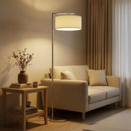 Homcom Floor Lamp, Modern Standing Lamp With Linen Lampshade, Silver Tone - thumbnail 8